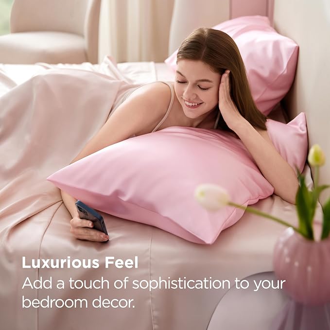 Bedsure Satin Pillowcase for Hair and Skin Queen, Similar to Silk Pillow Cases - Image 2