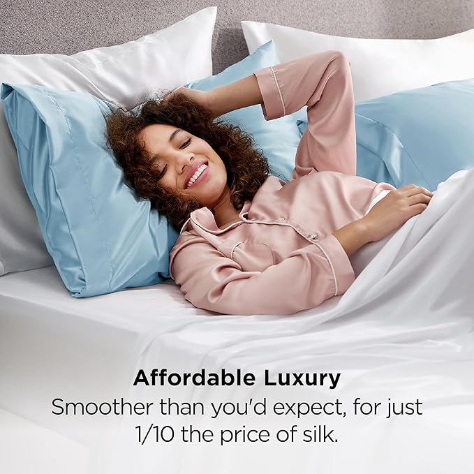 Bedsure Satin Pillowcase 2 Pack Similar to Silk Pillow Cases Standard Size - Image 5