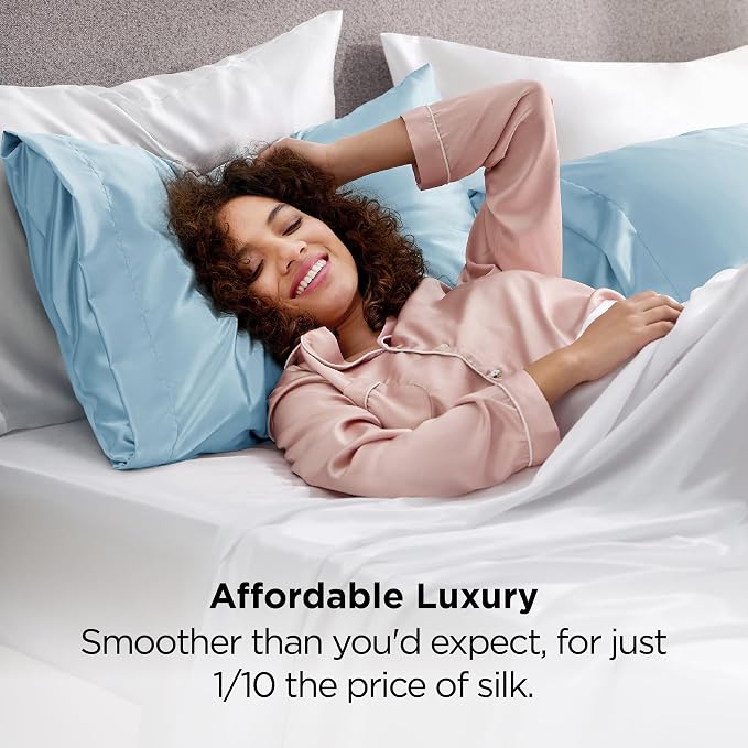 Bedsure Satin Pillowcases, Similar to Silk Pillow Cases Queen Size Set of 2 - Image 5