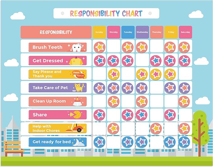 Chore Chart for Kids 51 Chores 60 Stars, Good Behavior Chart, Magnetic - Image 2