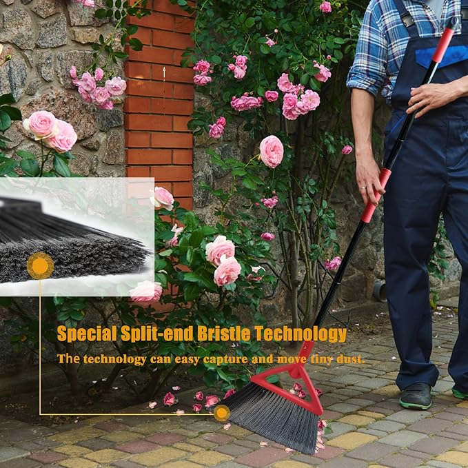 Heavy Duty Broom Outdoor and Indoor, 2 Pack Upgraded Commercial Angle Brooms - Image 5
