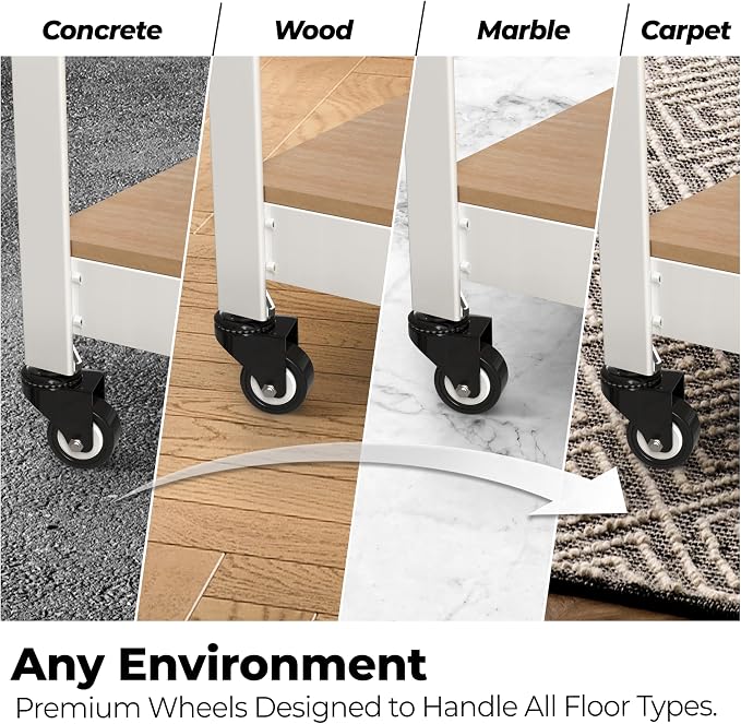 HOMEDANT House 5-Tier Metal Rolling Cart Shelf Rack Casters Heavy Duty - Image 3