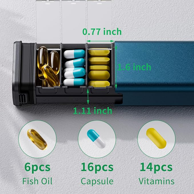 7 Day Weekly Metal Pill Organizer Travel, Kursoaya Premium Aluminum Daily Pill - Image 6