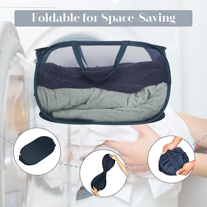Durable Collapsible Laundry Baskets, Mesh Pop Up Laundry Hamper - Field & Grace