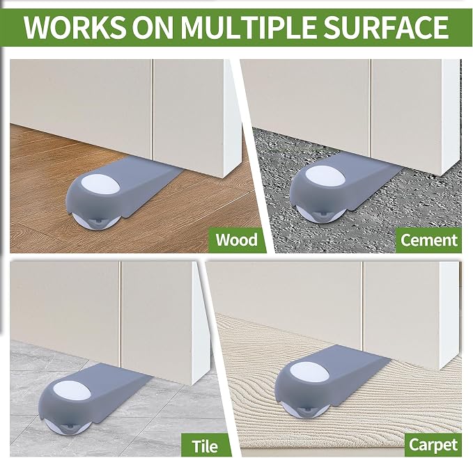 Door Stoppers for Bottom of Door, Rubber Door Stopper Wedges, Door Holders for - Image 5