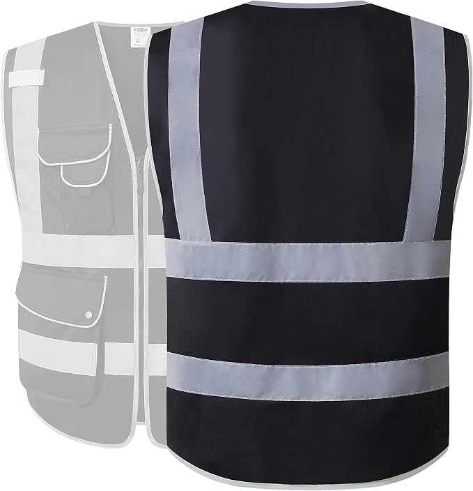 JKSafety 9 Multi-Functional Pockets Zipper Front Safety Vest - Image 5