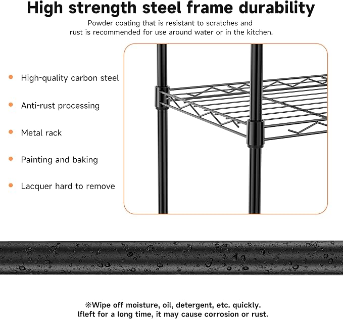 IZEUK 4 Tier Metal Wire Shelf Unit, Living Room or Laundry Room, 17.7" W x - Image 7