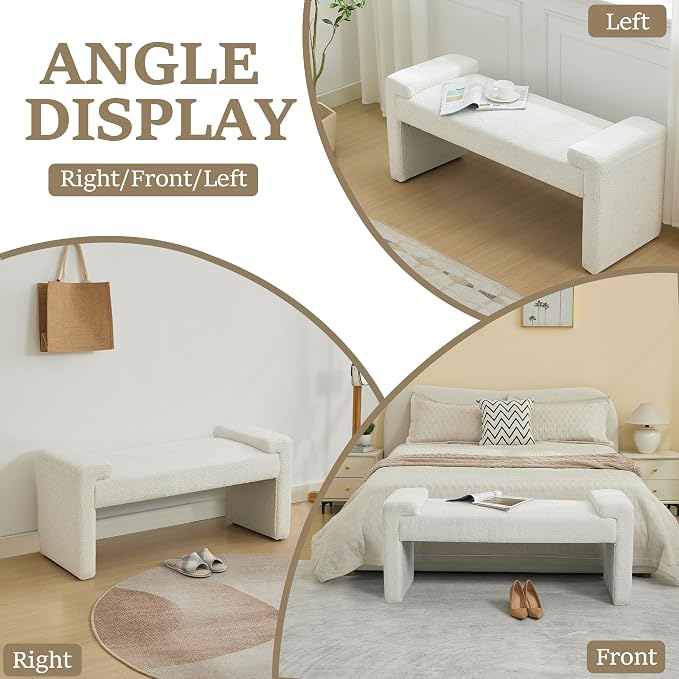 43" End of Bed Bench Upholstered Modern Bedroom Bench - Image 7