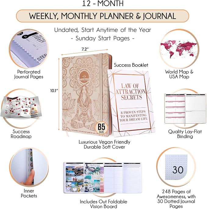 Law of Attraction Planner – Undated Hourly, Weekly & Monthly Goal Setting - Image 2
