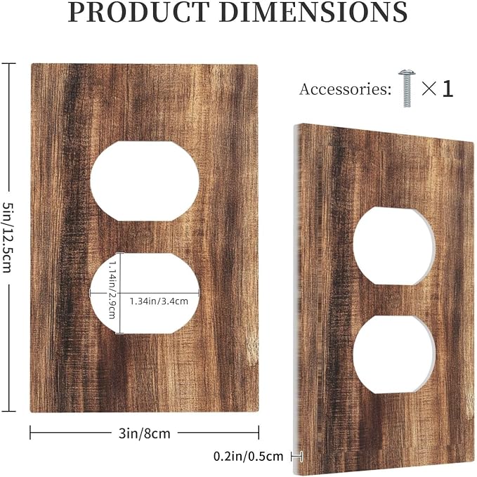 Outlet Covers Vintage Rustic Brown Wood Grain 1 Gang Duplex Wall Plate - Image 5