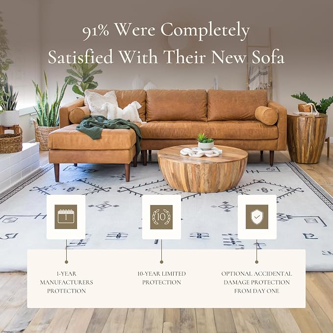 POLY & BARK Napa 104.5" Left-Facing Sectional Sofa – Cognac Tan Full-Grain - Image 7