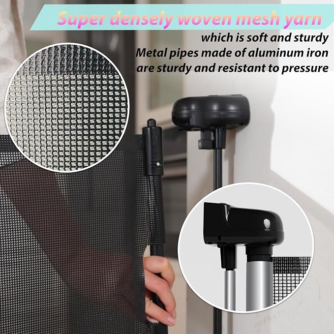 Retractable Baby Gates for Stairs, Child Safety Gates Mesh Gate - Image 5