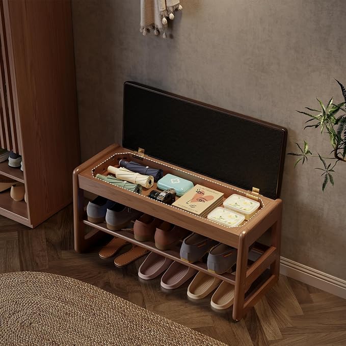 AQIMUELE Shoe Rack Bench, 2 Tiers Shoe Bench - Image 2