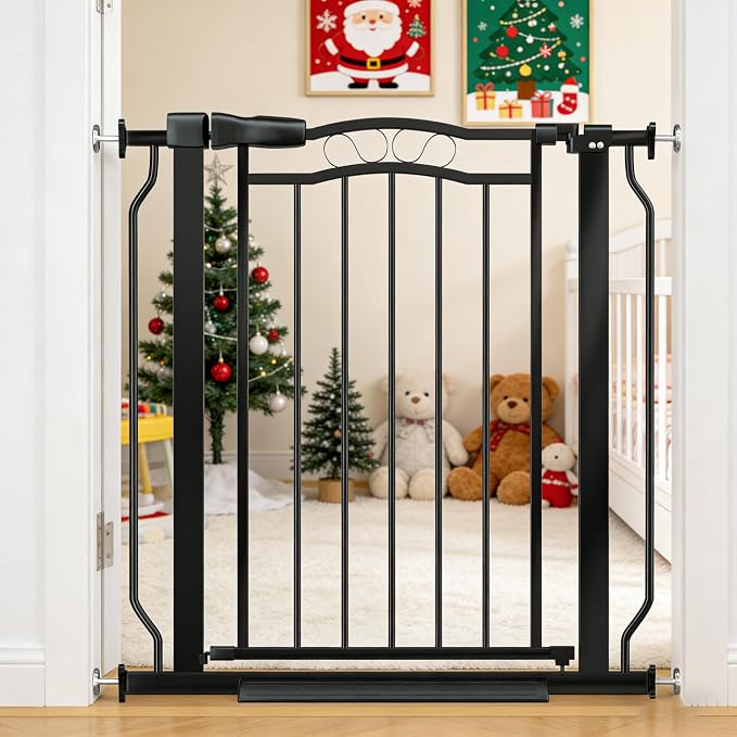 29.53"-33.85" Mornyray Auto-Close Baby Gate Extra Wide, Pressure Mounted Dog & by Mornyray