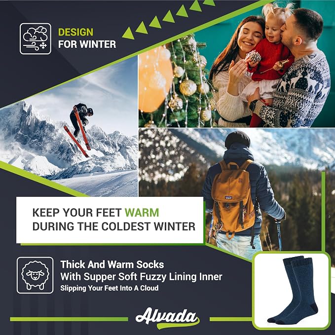 Alvada Warm Thermal Wool Socks for Winter Moisture Wicking and Breathable Cozy - Image 5