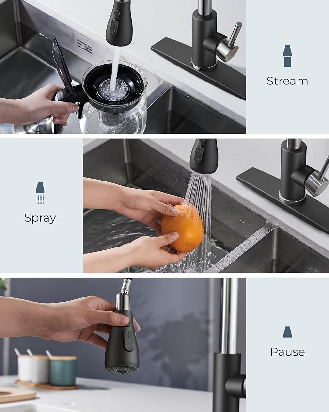 FORIOUS Kitchen Faucets with Pull Down Sprayer, High Arc Single Handle Classic - Image 3