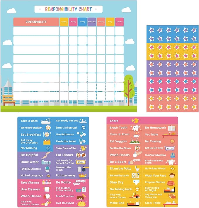 Chore Chart for Kids 51 Chores 60 Stars, Good Behavior Chart, Magnetic by pneat