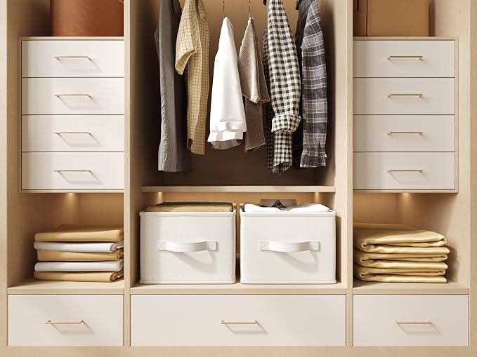 3 Pack Fabric Storage Bins for Shelves | 16.25x12x10in Closet | Collapsible - Image 9