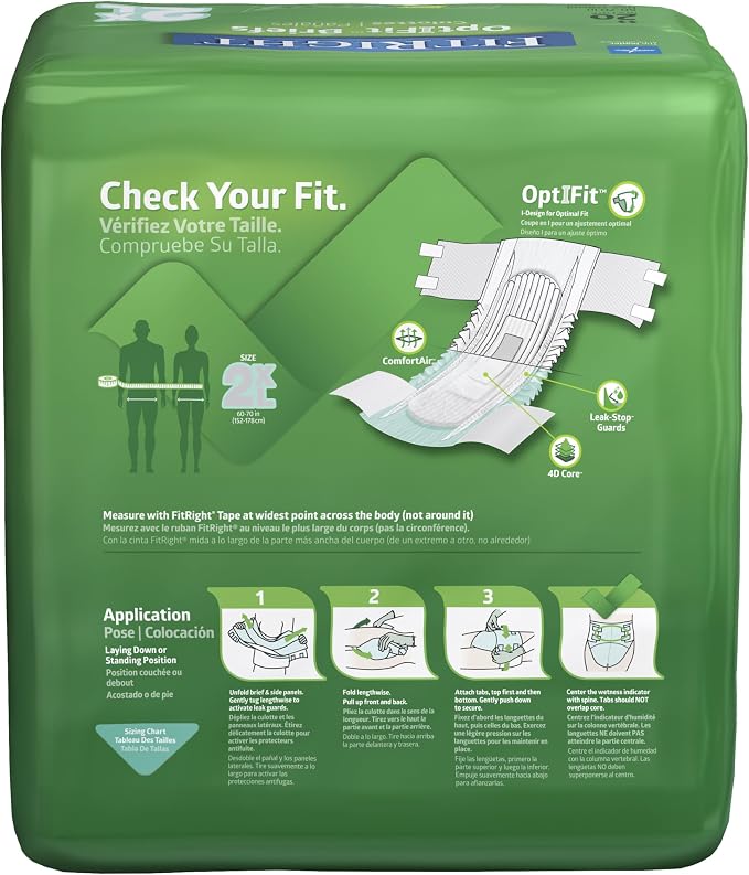 FitRight Adult Diapers, Extra+ Heavy Absorbency, OptiFit Incontinence Briefs - Image 2