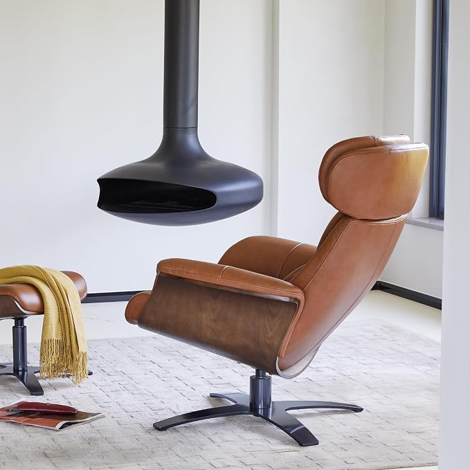 CHITA Genuine Leather Reclining Swivel Chair - Image 5