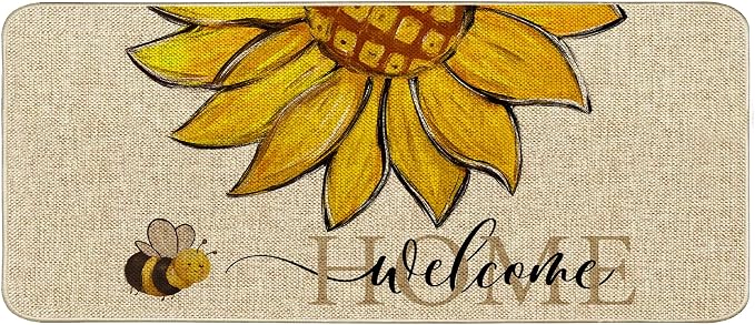 Sunflower Welcome Doormat 17"x36", Non Slip Door Mat Indoor Entrance, Hello by Unknown