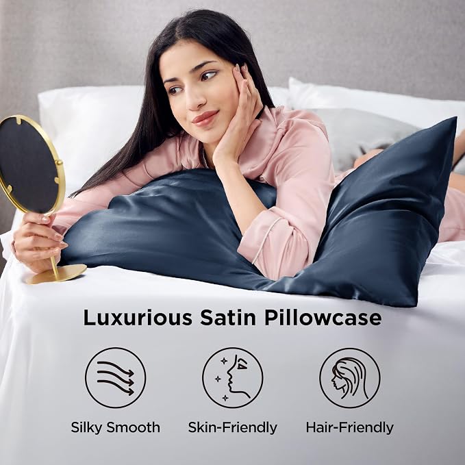 Bedsure Satin Pillowcase 2 Pack Similar to Silk Pillow Cases Standard Size - Field & Grace