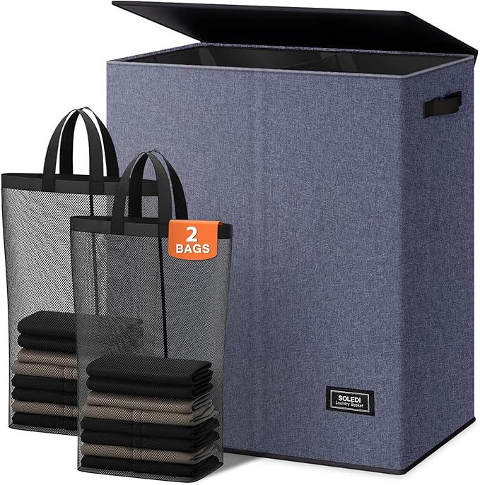 SOLEDI Large Double Laundry Hamper - Field & Grace