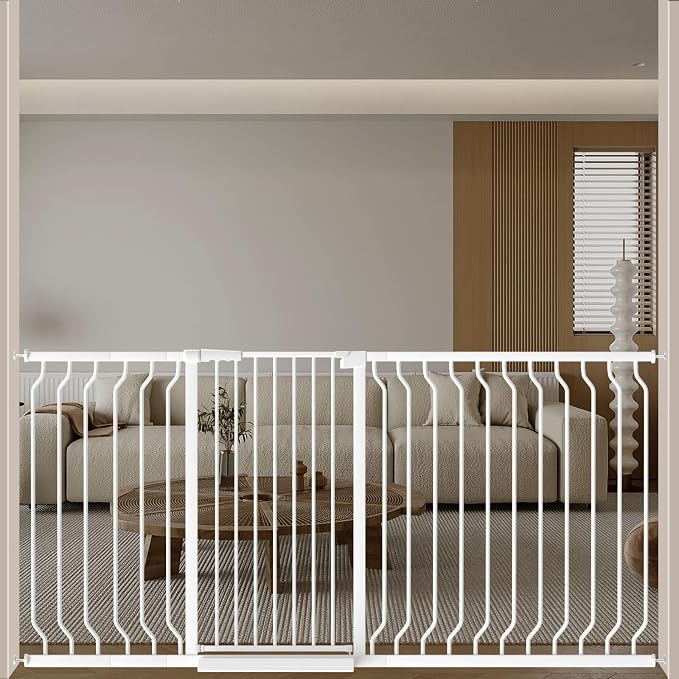 ALLAIBB White 40.55" Extra Tall Wide 57.48-73.62" Baby Gate Pressure Mounted by ALLAIBB