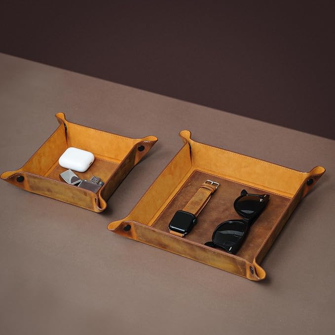 Handmade Leather Catch All Tray and Organizer - Image 3