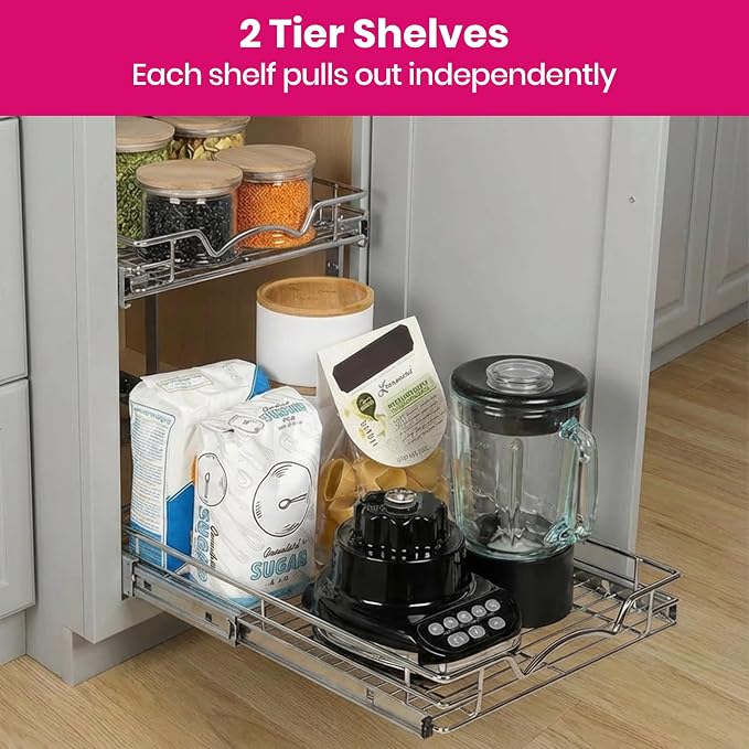 HOLDN’ STORAGE Two Tier Pull Out Cabinet Organizer, Individual Sliding Drawers - Image 6