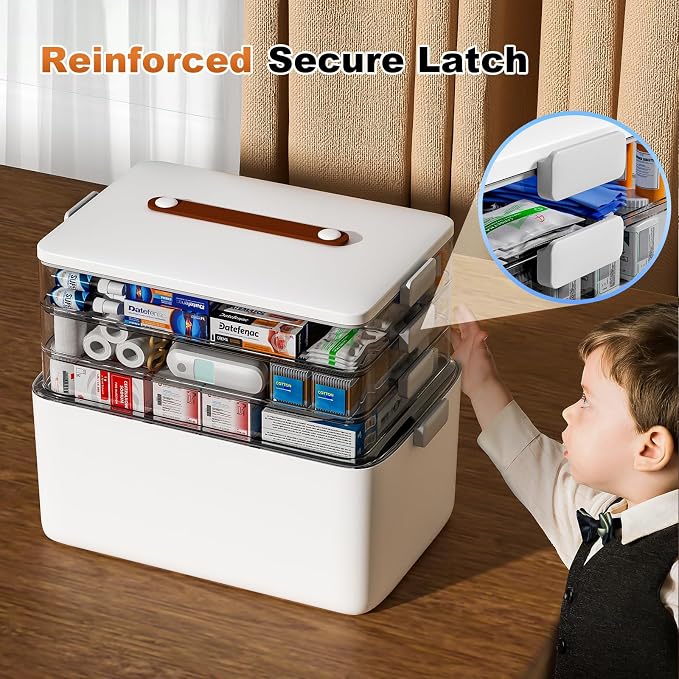 funest 4-Tier Medicine Storage Box Cabinet, Empty First Aid Kit Portable - Image 6
