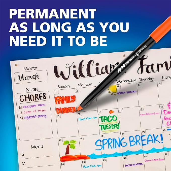 EXPO Wet Erase Markers, Semi-Permanent, Ultra Fine Tip, Organizing - Field & Grace