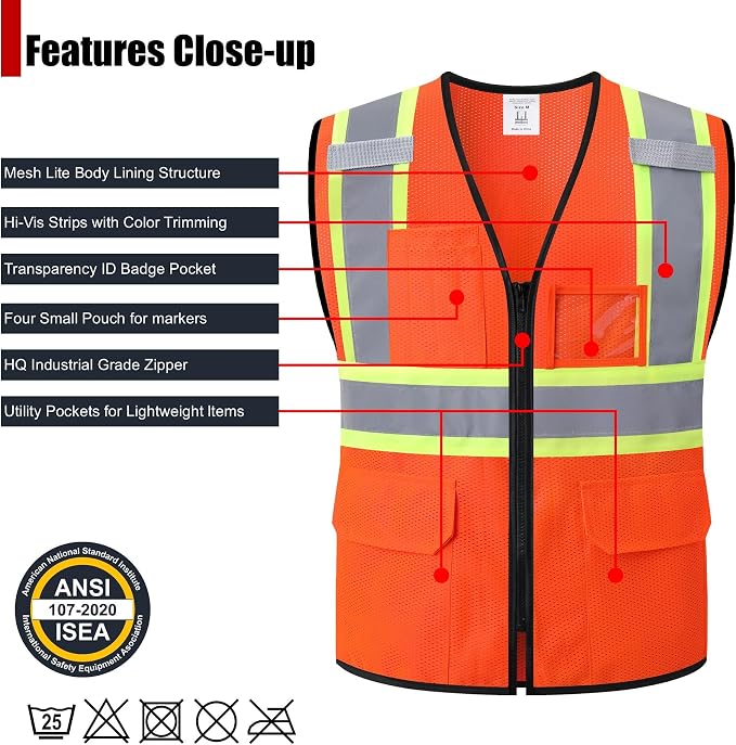 Reflective Safety Vest for Men Women Hi Vis Vest - Image 2