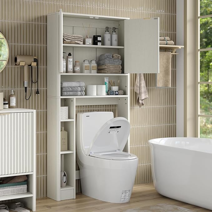 Furnideco Fluted Over The Toilet Storage Cabinet 31''W Modern Above Toilet - Image 5