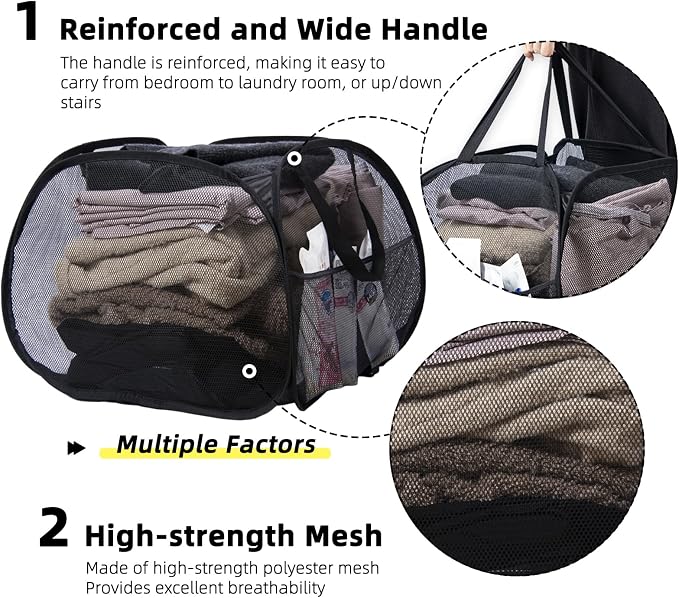 Collapsible Laundry Basket, 90L Foldable Pop-up Laundry Hamper - Image 3