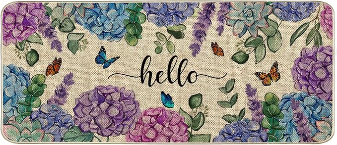 Welcome Spring Door Mat Hydrangea Flowers Floral Doormat Indoor Outdoor by Unknown