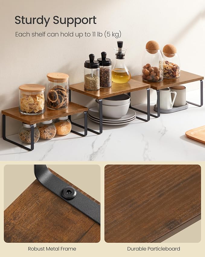 SONGMICS Cabinet Organizer Shelf, Kitchen Storage, Spice Rack, Expandable - Image 4