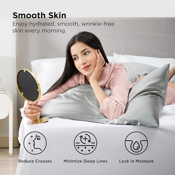 Bedsure Satin Pillowcase, Similar to Silk Pillow Cases Queen Size Set of 2 - Field & Grace