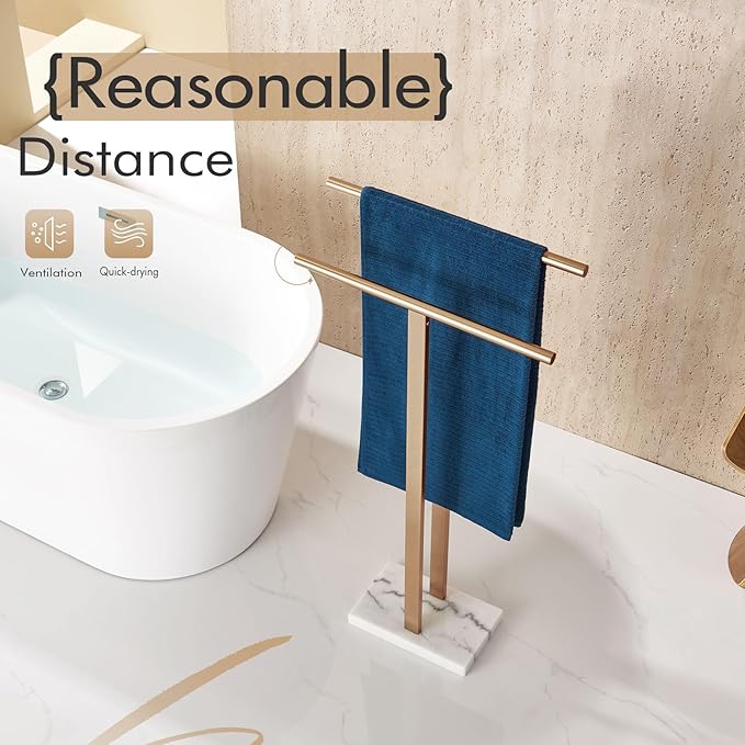 KOKOSIRI Standing Towel Rack for Bathroom Floor 2-Tier Towel Holder Free Stand - Image 7