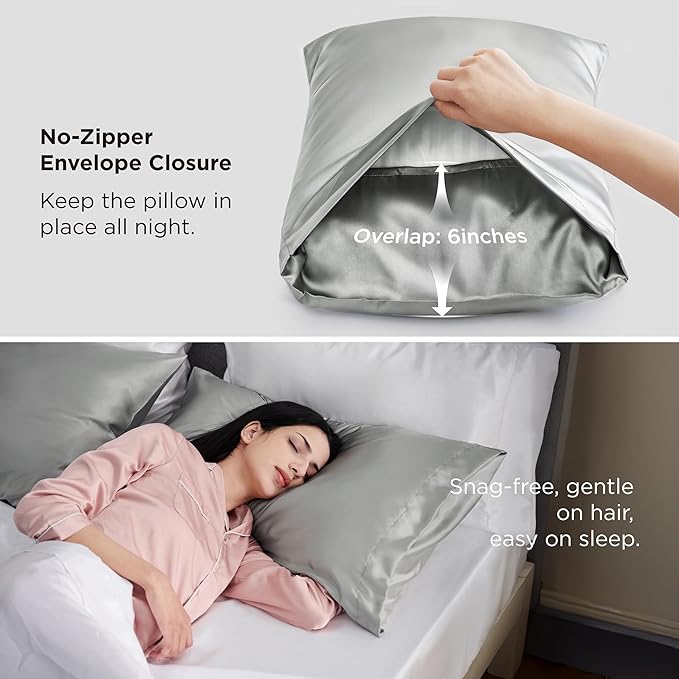 Bedsure Satin Pillowcase 2 Pack Similar to Silk Pillow Cases Standard Size - Image 7