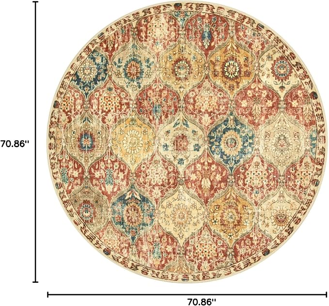 Lahome Moroccan Trellis Washable Round Area Rug, Soft Round Rugs 6ft Ultra-Thin - Image 2
