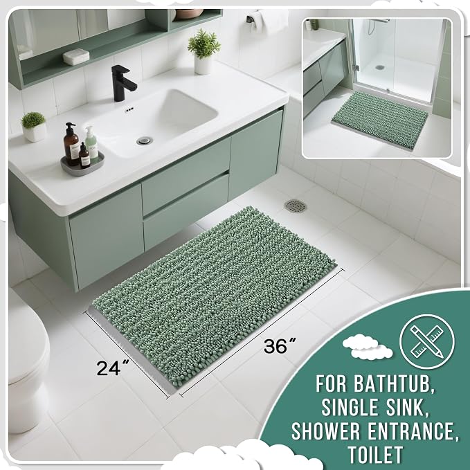 Yimobra Large Bathroom Rugs Non Slip Washable 36x24 Inch - Field & Grace