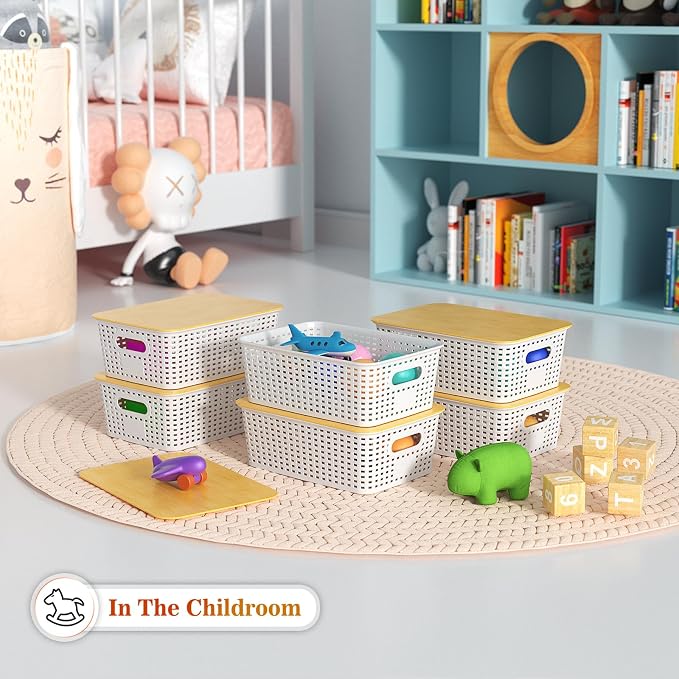 Plastic Storage Baskets With Bamboo Lid - Image 5