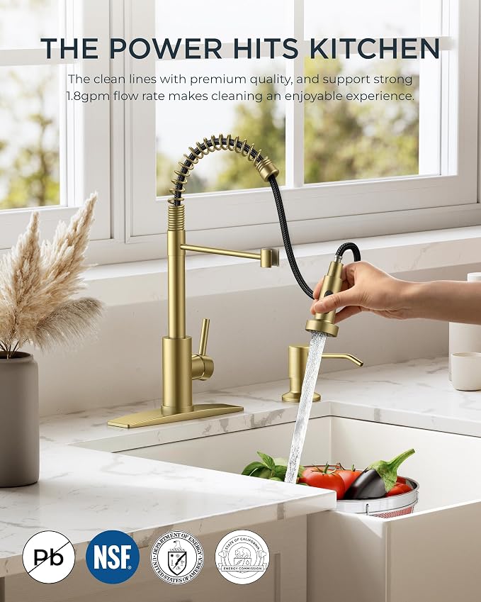 FORIOUS Kitchen Faucet with Soap Dispenser, Farmhouse Camper Bar Laundry Room - Image 8