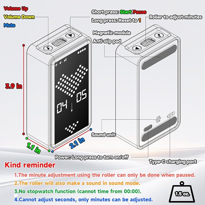 Digital Hourglass Timer, Rechargeable Magnetic Visual Timer - Image 7