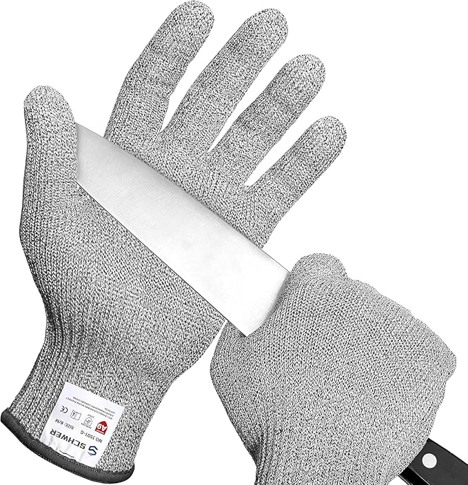 Schwer 10 Pairs ANSI A9 Cut Resistant Gloves, Food Grade Reliable Cutting Glove by SCHWER