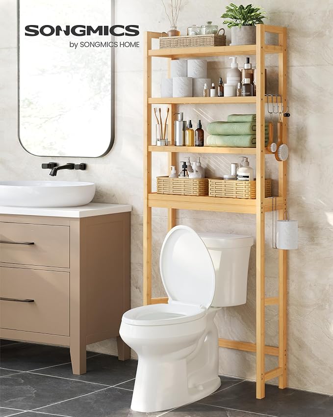 SONGMICS Over The Toilet Storage, 4-Tier Over Toilet Bathroom Organizer - Image 4