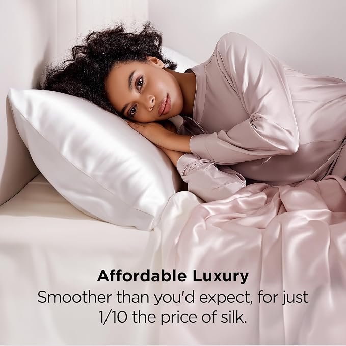 Bedsure Satin Pillowcases, Similar to Silk Pillow Cases Queen Size Set of 2 - Image 5