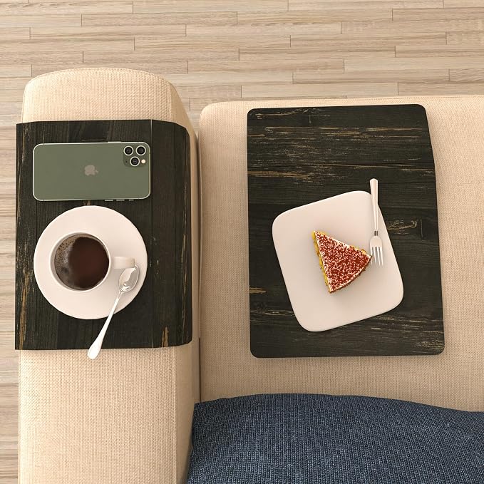 Set of 2 Wooden Sofa Tray, Armrest Tray Table - Image 7
