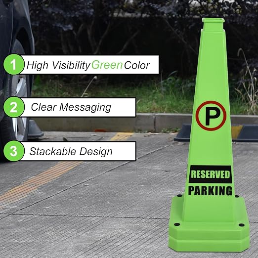 OrangeStar 6-Pack 28" Reserved Parking Cones, Large 4-Sided Message Safety - Image 2